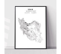 
              Iran Scandinavian Style Map Print 
            