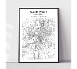 Fayetteville, Arkansas Scandinavian Map Print 