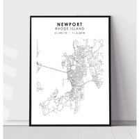 Newport, Rhode Island Scandinavian Map Print 