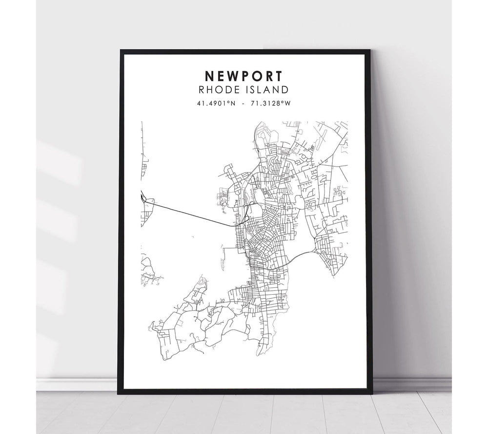 Newport, Rhode Island Scandinavian Map Print 