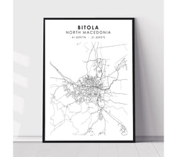 Bitola North Macedonia Scandinavian Style Map Print 