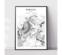 
              Brasília, Brazil Scandinavian Style Map Print 
            