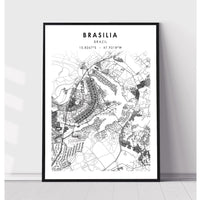Brasília, Brazil Scandinavian Style Map Print 
