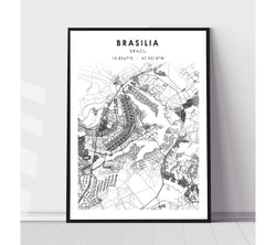 Brasília, Brazil Scandinavian Style Map Print 