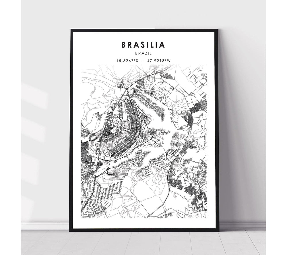 Brasília, Brazil Scandinavian Style Map Print 