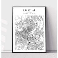 Nashville, Tennessee Scandinavian Map Print 