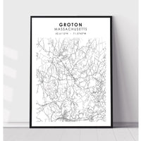 Groton, Massachusetts Scandinavian Map Print 