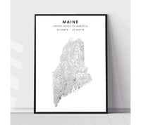 
              Maine, United States Scandinavian Style Map Print 
            