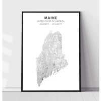 Maine, United States Scandinavian Style Map Print 