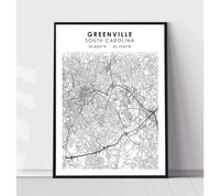 
              Greenville, South Carolina Scandinavian Map Print 
            