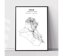 Iraq Scandinavian Style Map Print 