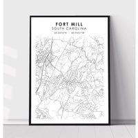 Fort Mill, South Carolina Scandinavian Map Print 