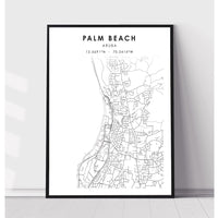 Palm Beach, Aruba Scandinavian Style Map Print 