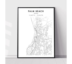Palm Beach, Aruba Scandinavian Style Map Print 