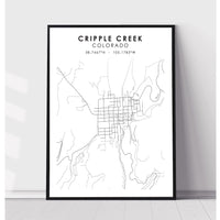 Cripple Creek, Colorado Scandinavian Map Print 