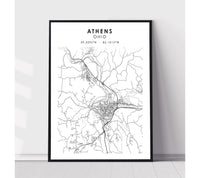
              Athens, Ohio Scandinavian Map Print 
            