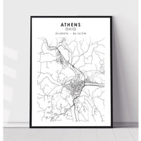 Athens, Ohio Scandinavian Map Print 