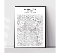 
              Beaverton, Oregon Scandinavian Map Print 
            