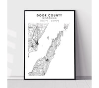 
              Door County, Wisconsin Scandinavian Map Print 
            