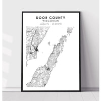 Door County, Wisconsin Scandinavian Map Print 