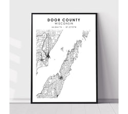 Door County, Wisconsin Scandinavian Map Print 