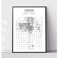 Lawton, Oklahoma Scandinavian Map Print 