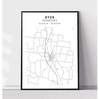 Dyer, Tennessee Scandinavian Map Print 