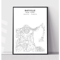 Bayville, New York Scandinavian Map Print 