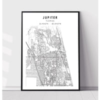 Jupiter, Florida Scandinavian Map Print 