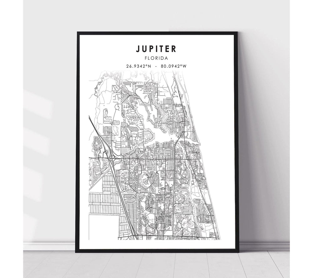 Jupiter, Florida Scandinavian Map Print 