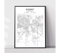 
              Albany, Georgia Scandinavian Map Print 
            