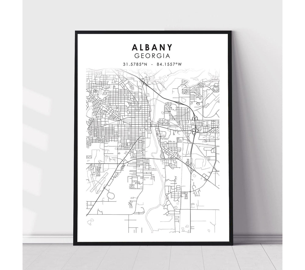 Albany, Georgia Scandinavian Map Print 