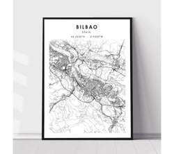 Bilbao, Spain Scandinavian Style Map Print 