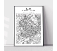 
              Cary, North Carolina Scandinavian Map Print 
            