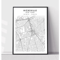 Hicksville, New York Scandinavian Map Print 