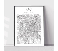 
              Milan, Italy Scandinavian Style Map Print 
            