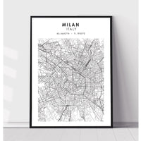 Milan, Italy Scandinavian Style Map Print 