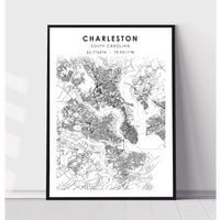 Charleston, South Carolina Scandinavian Map Print 