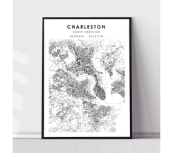 Charleston, South Carolina Scandinavian Map Print 