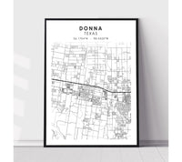 
              Donna, Texas Scandinavian Map Print 
            