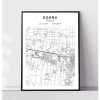 Donna, Texas Scandinavian Map Print 
