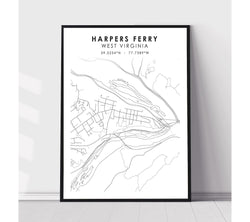 Harpers Ferry, West Virginia Scandinavian Map Print 