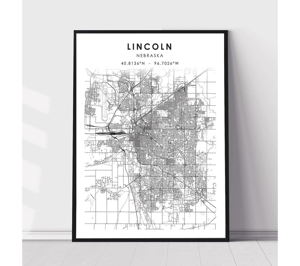Lincoln, Nebraska Scandinavian Map Print 