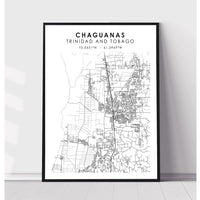 Chaguanas, Trinidad and Tobago Scandinavian Style Map Print 