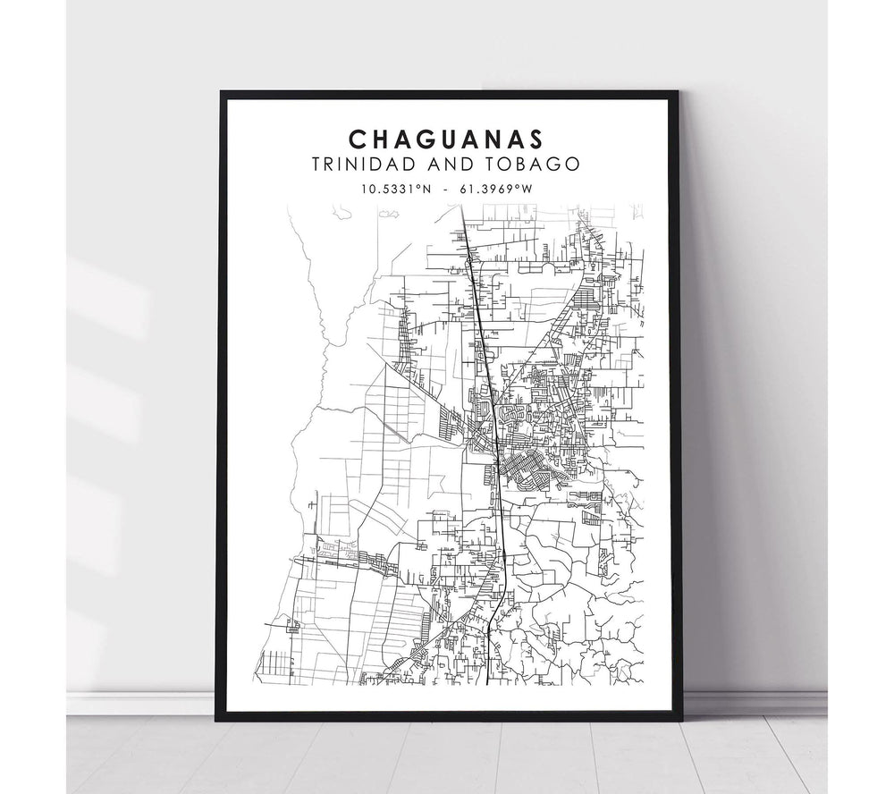 Chaguanas, Trinidad and Tobago Scandinavian Style Map Print 