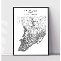 Salvador, Brazil Scandinavian Style Map Print 