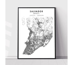 Salvador, Brazil Scandinavian Style Map Print 