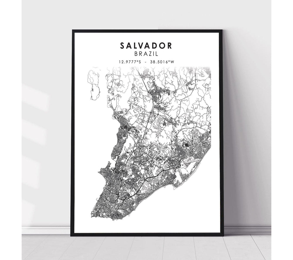 Salvador, Brazil Scandinavian Style Map Print 