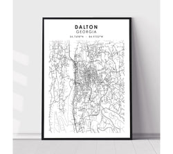 Dalton, Georgia Scandinavian Map Print 
