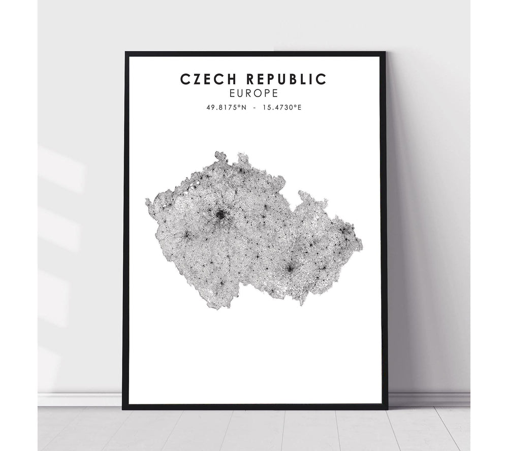 Czech Republic Scandinavian Style Map Print    